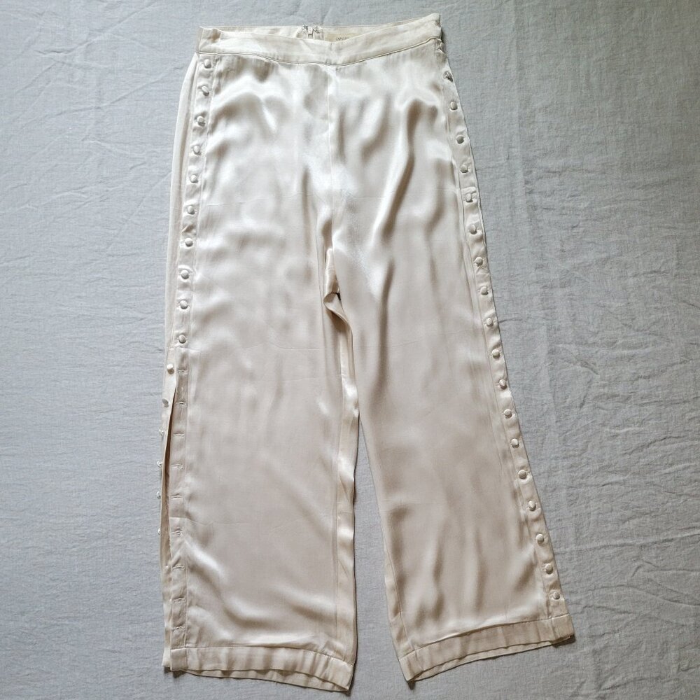 Capulet Womens Wide Leg Pants Ivory Snaps Lined M New